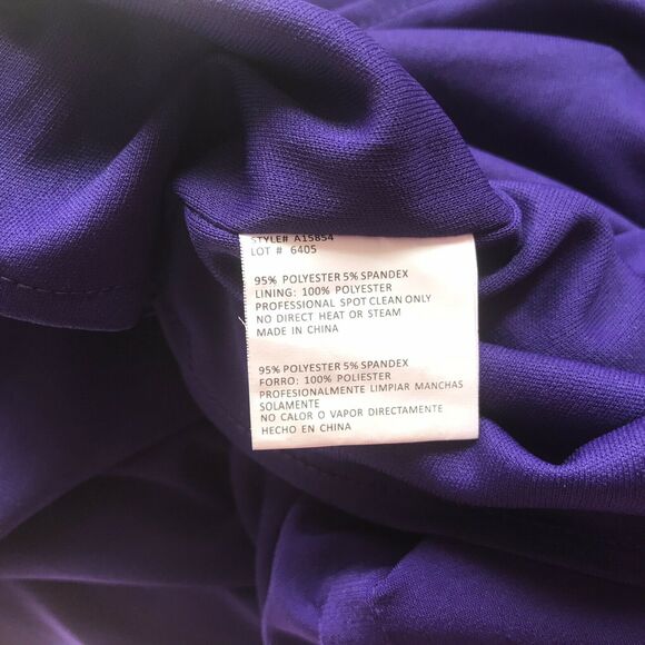 Betsy & Adam One Shoulder Beaded Cocktail Dress Purple Size 4 Ruffled Shift - Picture 11 of 13